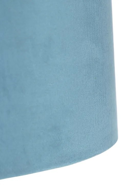 Lampada a sospensione nera con paralume in velluto blu con oro 35 cm - Blitz