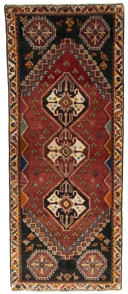Shiraz Tappeto persiano 250x100 Rosso (Iran) Annodato A Mano