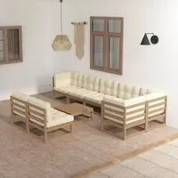 Set Divani da Giardino 9 pz con Cuscini Legno Massello di Pino cod mxl 44724