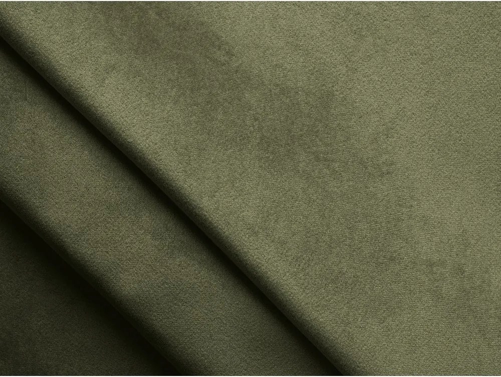 Divano angolare verde (con penisola a sinistra) con rivestimento in velluto Moana – Makamii