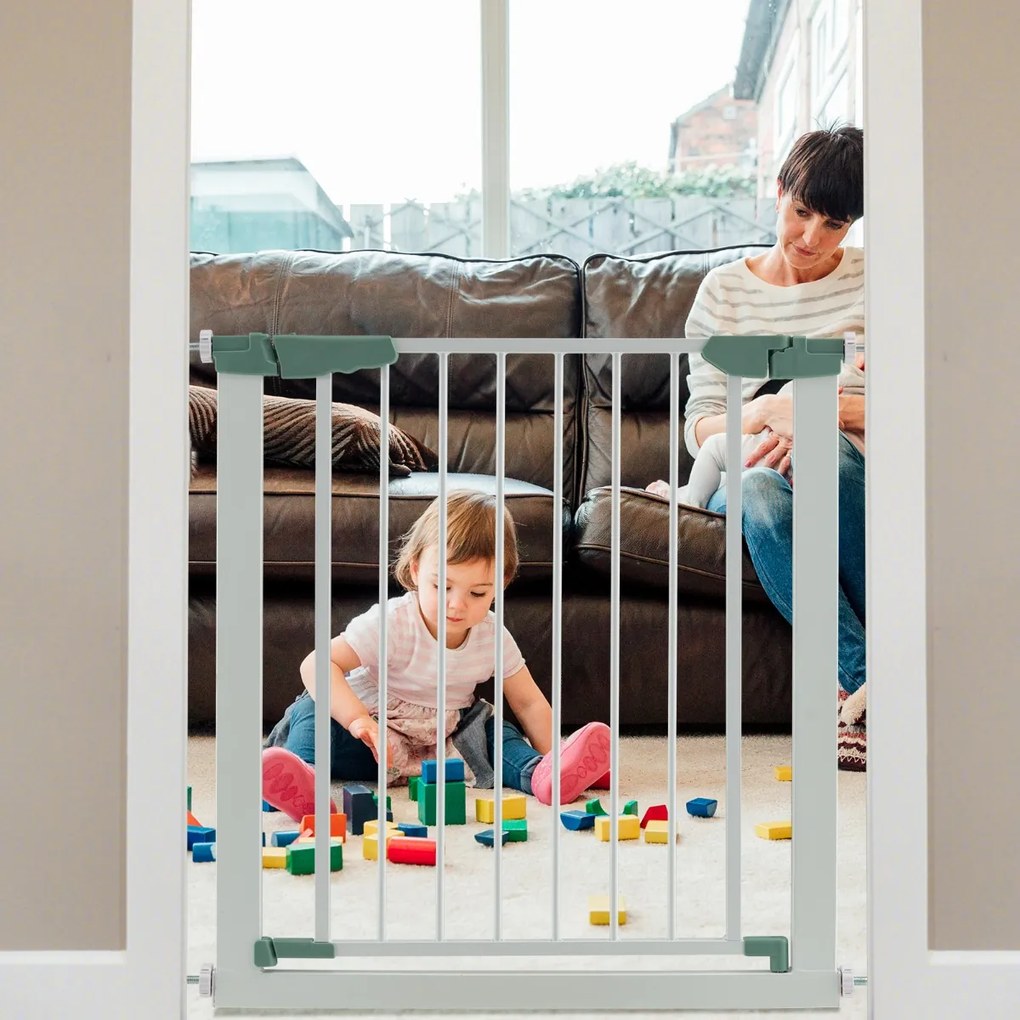 Costway Cancelletto di sicurezza per bambini con chiusura automatica, Cancelletto largo 76-82,5 cm per scale porte