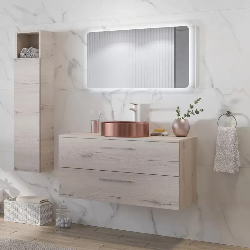 Mobile bagno sospeso da 100 cm due cassetti soft close EL-100P - KAMALU
