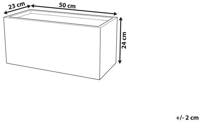 Vaso rettangolare nero da esterno 50 x 23 x 24 cm MYRA Beliani