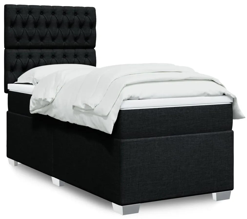 Giroletto A Molle Con Materasso Nero 90x190 Cm İn Tessuto /