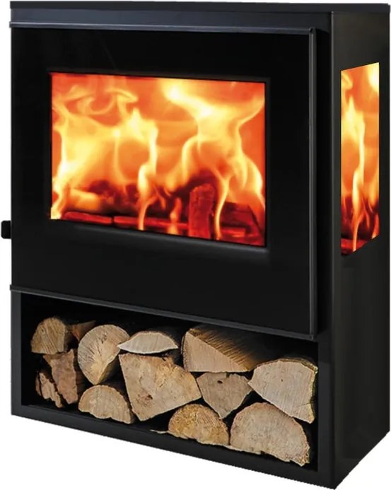 Stufa a legna PANADERO Java Trivision 8 kW nera