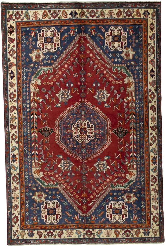 Shiraz Tappeto 160x250 Rosso (Iran) Annodato A Mano