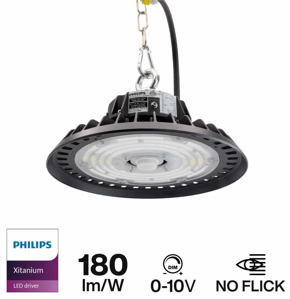 Campana LED 100W PHILIPS Xitanium driver, 180lm/W - Dimmerabile 1-10V Colore  Bianco Naturale 4.000K