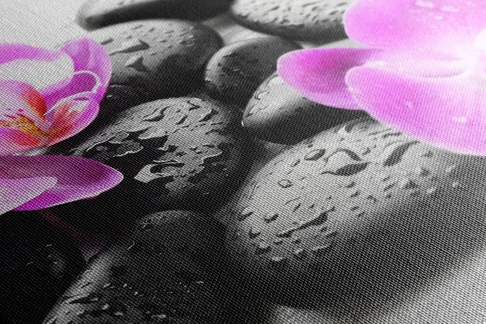 Quadro su tela – Magica armonia di pietre e orchidee