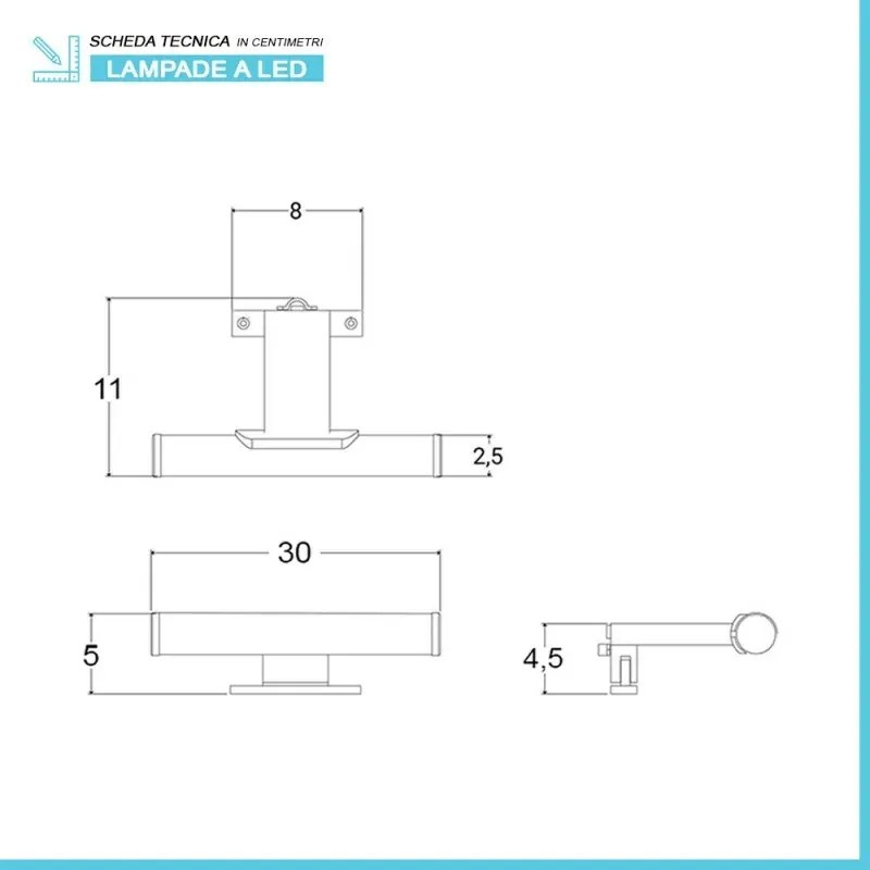 Specchio bagno 50x60 cm reversibile con luce LED naturale
