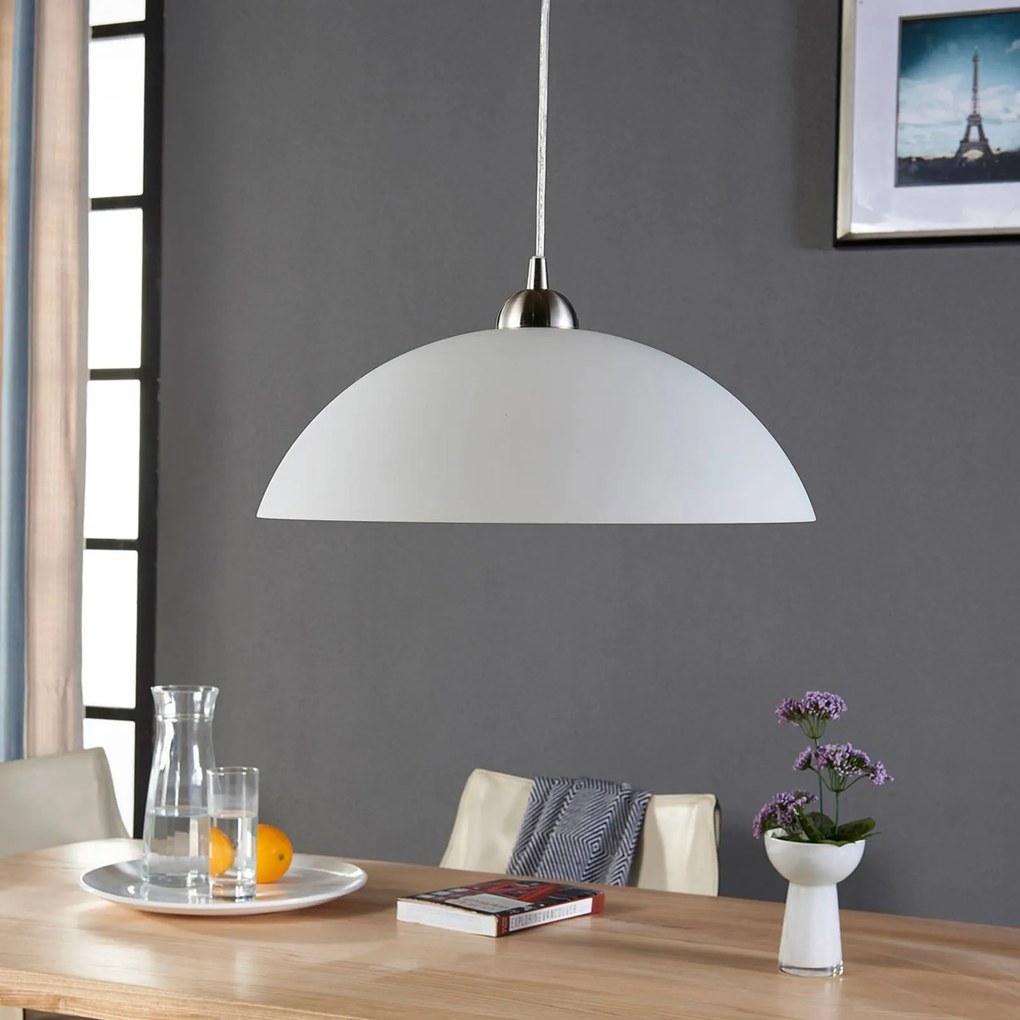 Lampada a sospensione in vetro Valeria Lindby, dimmerabile, Bianco / Opale, Cucina, Vetro, Moderno, Lampada a sospensione