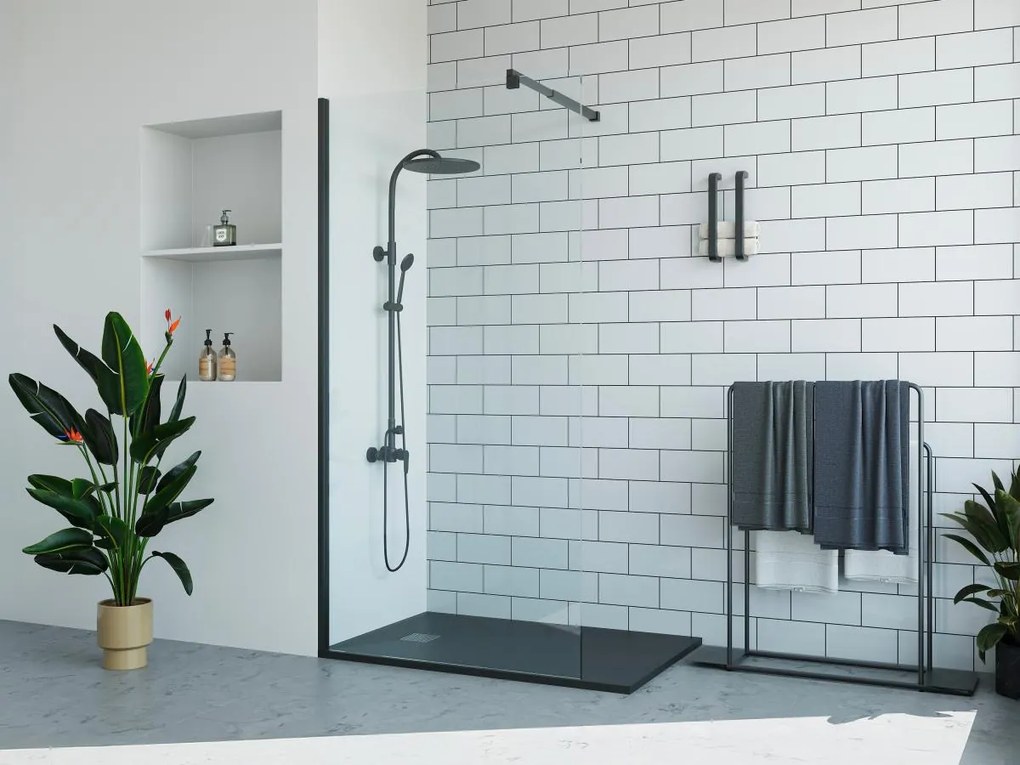 Parete per doccia walk-in Nero opaco 100 x 200 cm - DAREN
