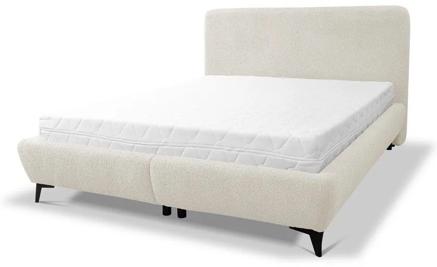 Letto matrimoniale imbottito beige con contenitore con rete inclusa 140x200 cm Makapu – Makamii