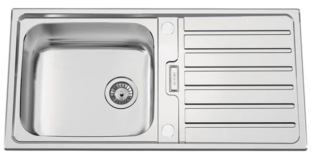 Lavello semincasso 1 vasca con gocciolatoio laterale destro o sinistro RODI Urban 105 B inox L 50 x L 100 x P 20 cm argento
