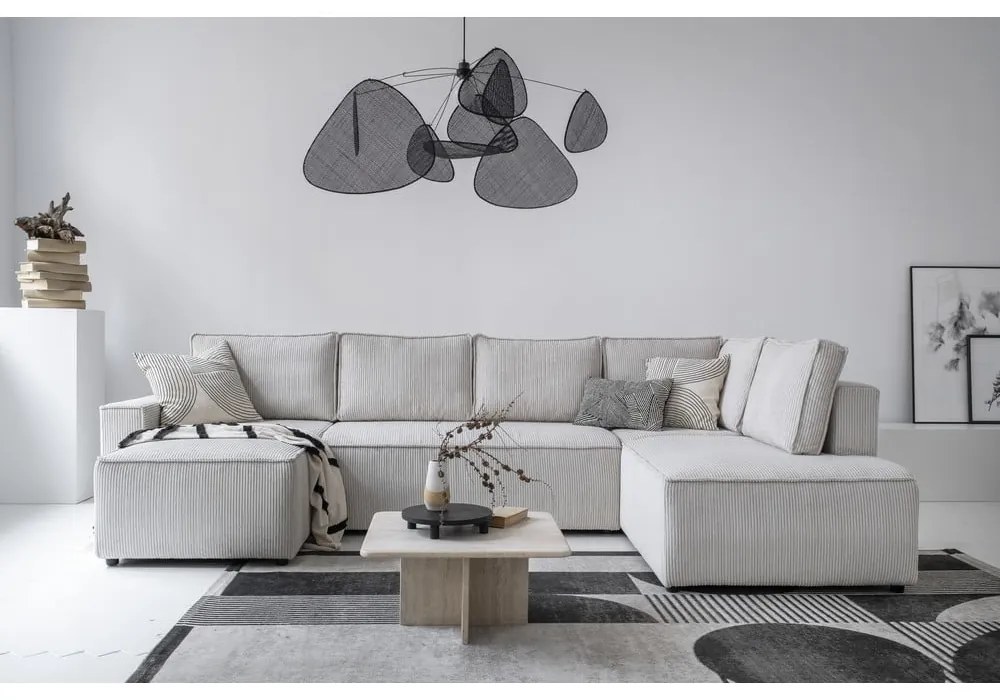 Divano letto angolare in velluto a coste bianco Brave Dave - Miuform