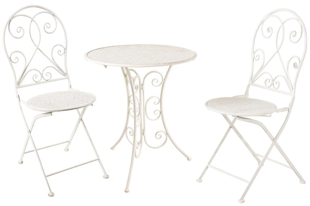 Set tavolo con 2 sedie bianco in ferro Isabelle