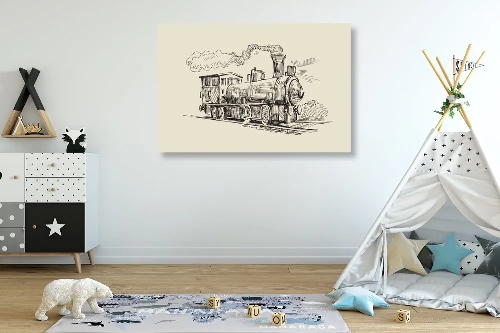 Stampa su tela – Treno in stile retrò