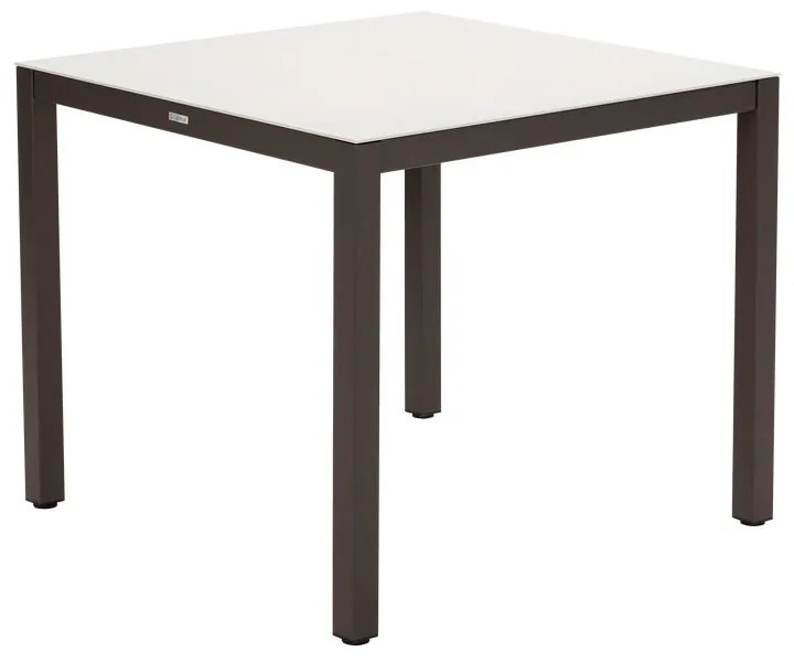 Tavolo da pranzo per giardino Lyra NATERIAL in alluminio con piano in vetro beige per 4 persone 90x90cm