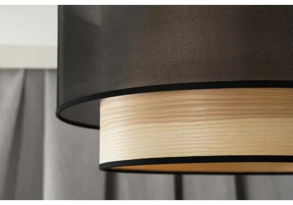 Duolla - Lampadario a plafone WOOD BOHO 1xE27/15W/230V diametro 45 cm nero/beige