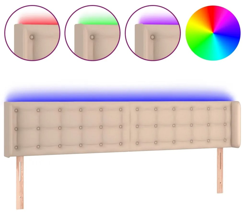 Testiera cappuccino a led 163x16x78/88 cm in similpelle