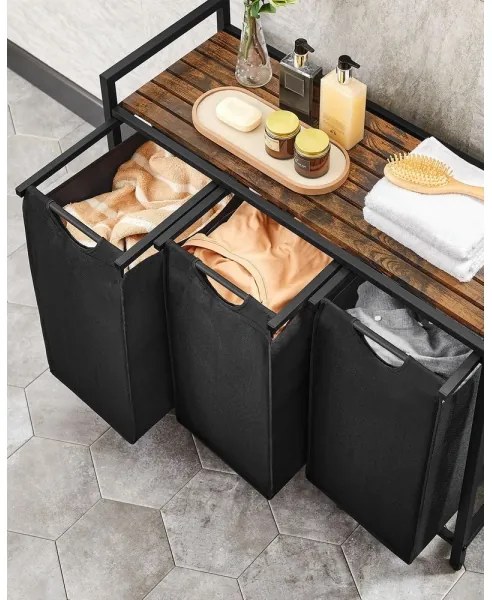 Cesto per biancheria REX marrone/nero