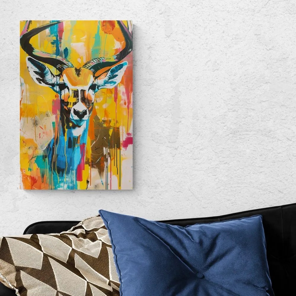 Stampa su tela – Antilope con imitazione di pittura