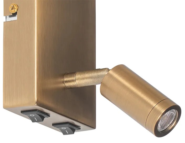 Lampada da parete moderna bianca e bronzo con lampada da lettura - Renier