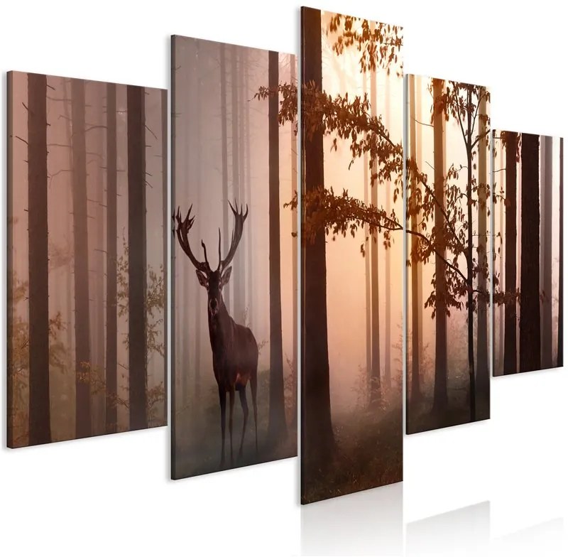 Quadro Morning (5 Parts) Wide Brown  Colore Marrone, Dimensioni e Misure 200x100