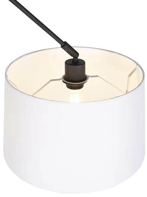 Lampada a sospensione nera con paralume in lino bianco 35 cm - Blitz