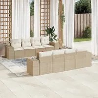 Set Divano da Giardino 9 pz con Cuscini Beige in Polyrattan 3225365