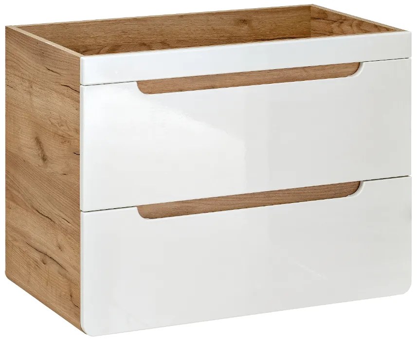 Mobile sotto lavabo sospeso 80 cm Naturale e Bianco - ARUBA