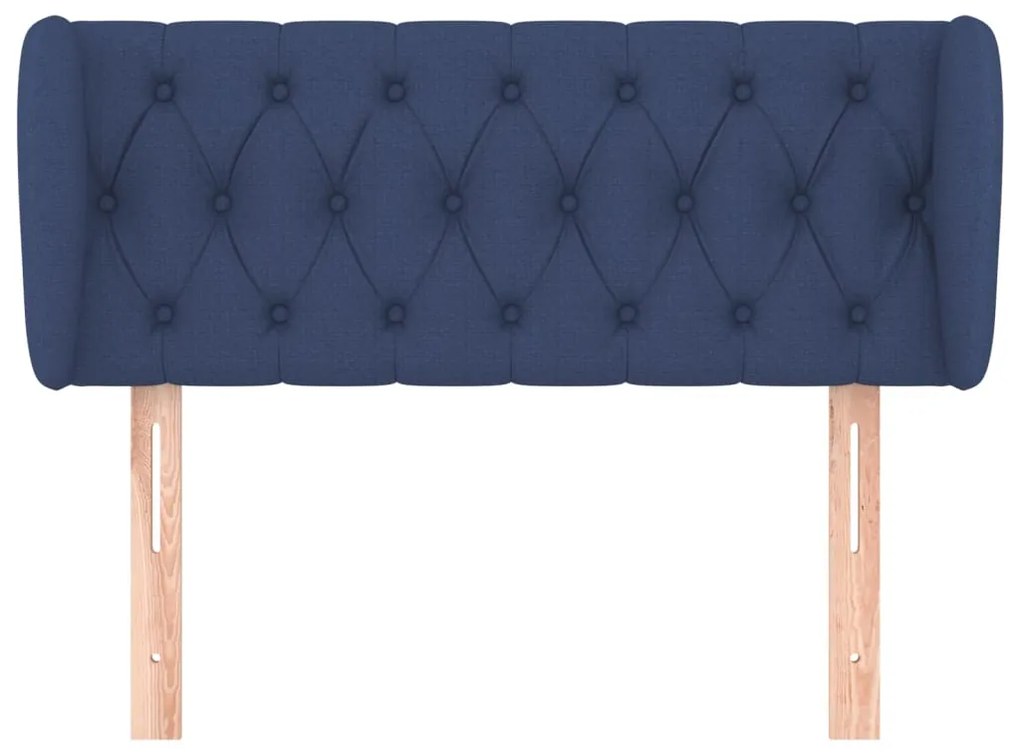 Testiera ad orecchio blu 93x23x78/88 cm in tessuto
