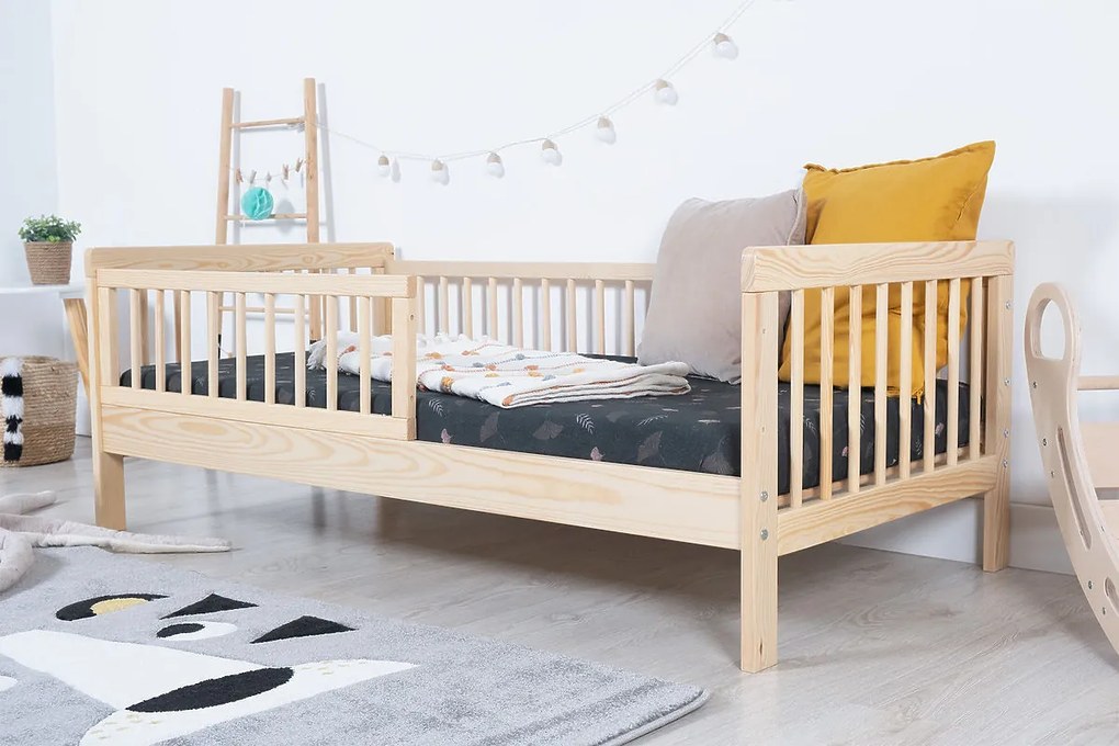 Letto per bambini con barriera TEDDY - naturale - letto senza spazio di archiviazione 140x70 cm