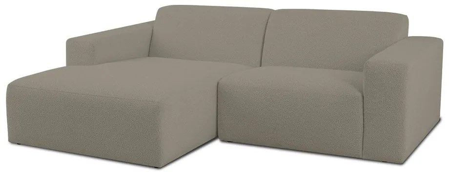 Divano angolare marrone chiaro in tessuto bouclé (angolo sinistro) Roxy - Scandic