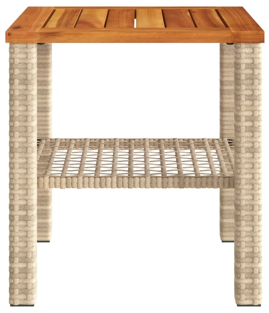 Tavolo da giardino beige 40x40x42 cm polyrattan e legno acacia