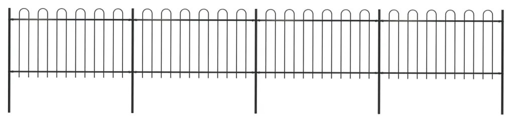 Recinzione Da Giardino Con Punta Tonda İn Acciaio 6,8x1 M Nera /