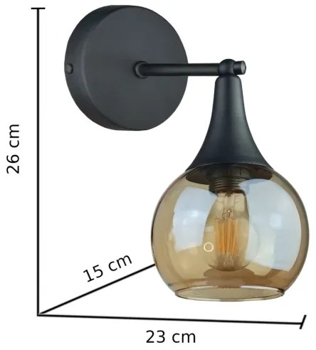 Applique STAR 1xE27/60W/230V nero/fumé beige