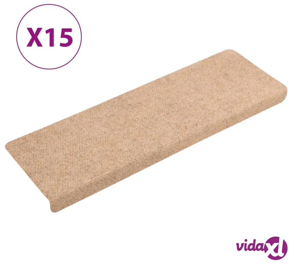 vidaXL Tappetini per Scale Tessuto Agugliato 15 pz 65x21x4 cm Marroni