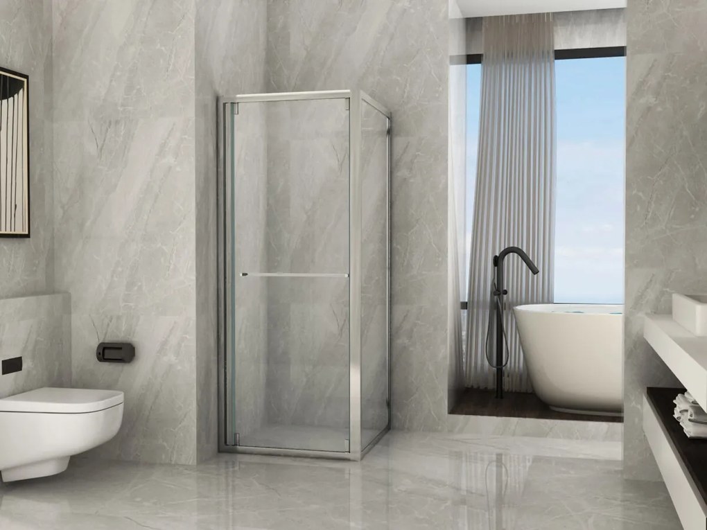 Box Doccia Cristallo trasparente 6mm 2 lati 1 fisso e 1 Scorrevole battente interna 80x70 cm