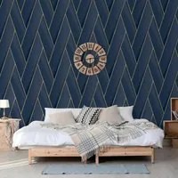 DUTCH WALLCOVERINGS Carta da Parati Geometric Blu e Oro 442574