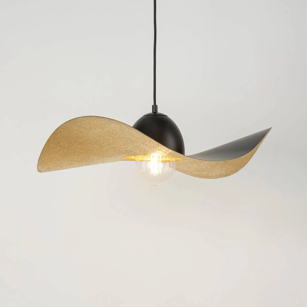 SIGMA Lampada a sospensione Jil, paralume curvo, nero/oro