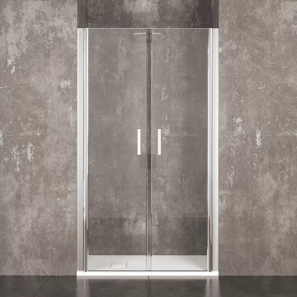 Box Doccia Saloon Nicchia Trasparente 6 Mm Altezza 195 Cm Porta Bagno Ante Apertura Doppia Battente Cristallo Temperato Struttura Alluminio Anodizzato Maniglie Acciaio Cromato Cracovia (70 x 195 Cm)