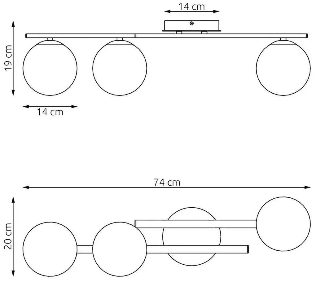Lampada da soffitto in acciaio KAIRO 3 da interno 3xE14