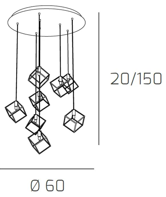 Sospensione Moderna Frame Metallo Cromo 8 Luci G9