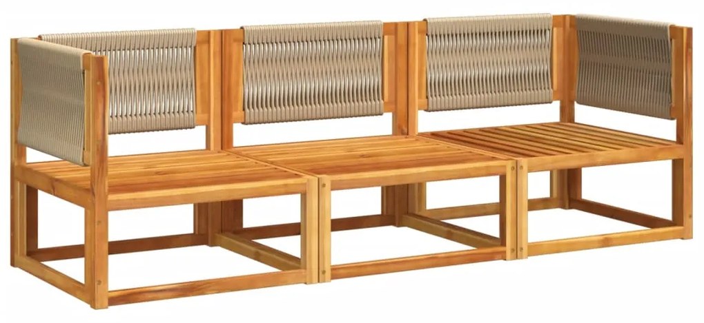 Set divano da giardino 3pz con cuscini legno massello di acacia