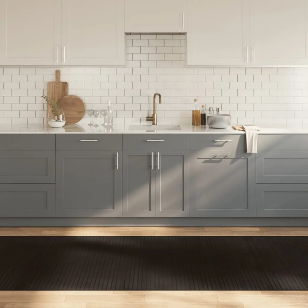 Tappeto Rettangolare Marrone Scuro 100x400 Cm İn Bambù /