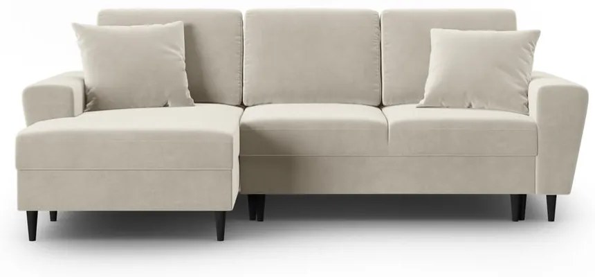 Divano angolare beige allungabile e con contenitore (con penisola a sinistra/con chaise lounge) con rivestimento in velluto Kyoto – Cosmopolitan Design