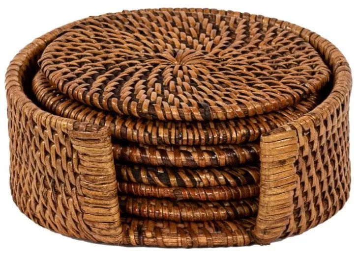 Set di sottobicchieri marroni in rattan 6 pz – Tiseco Home Studio