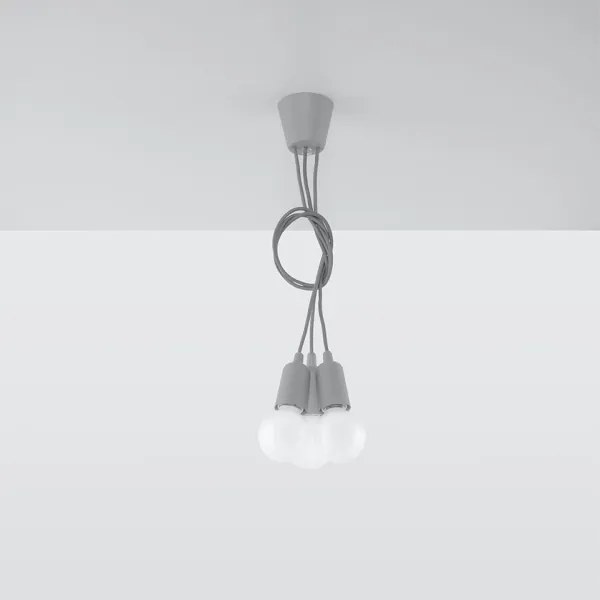 Lampadario su filo DIEGO 3xE27/60W/230V grigio