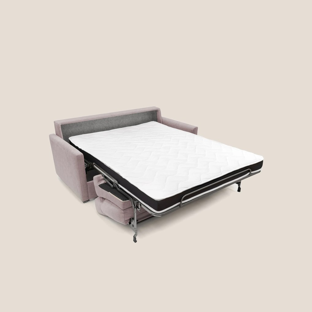 Margot Divano letto matrimoniale con schienale morbido alto in tessuto T02 rosa