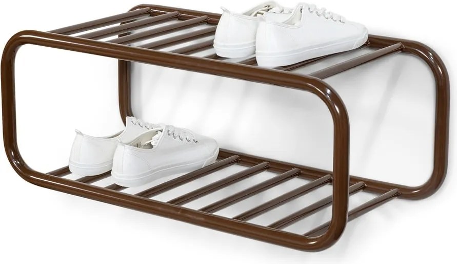 Scarpiera marrone scuro in metallo da parete 72x28x35 cm Retro – Spinder Design